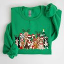  Christmas Dogs Antlers Reindeer Santa Claus Dog Lover Holiday Scene Festive Sweatshirt