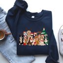  Christmas Dogs Antlers Reindeer Santa Claus Dog Lover Holiday Scene Festive Sweatshirt