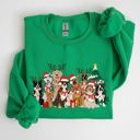 XL Irish Bright Green Christmas Dogs Antlers Reindeer Santa Claus Dog Lover Holiday Scene Festive Sweatshirt