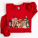 Small Red Christmas Dogs Antlers Reindeer Santa Claus Dog Lover Holiday Scene Festive Sweatshirt