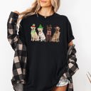 XXL Black Christmas Dogs Santa Retriever Labrador Holiday Pups In Santa Hats Comfort Colors Tee