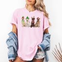 Medium Blossom Light Pink Christmas Dogs Santa Retriever Labrador Holiday Pups In Santa Hats Comfort Colors Tee