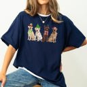 XXL Navy Christmas Dogs Santa Retriever Labrador Holiday Pups In Santa Hats Comfort Colors Tee
