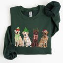  Christmas Dogs Retriever Labrador Santa Claus Holiday Scene Illustration Sweatshirt