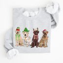 Small Ash Light Gray Christmas Dogs Retriever Labrador Santa Claus Holiday Scene Illustration Sweatshirt