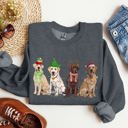 XXXL Dark Gray Heather Christmas Dogs Retriever Labrador Santa Claus Holiday Scene Illustration Sweatshirt