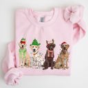 XXL Light Pink Christmas Dogs Retriever Labrador Santa Claus Holiday Scene Illustration Sweatshirt