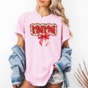 Small Blossom Light Pink Christmas Mama Ribbon Bows Santa Classic Retro Tshirt Graphic Comfort Colors Tee