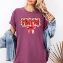 XXXL Berry Red Christmas Mama Ribbon Bows Santa Classic Retro Tshirt Graphic Comfort Colors Tee