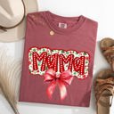 Large Crimson Red Christmas Mama Ribbon Bows Santa Classic Retro Tshirt Graphic Comfort Colors Tee