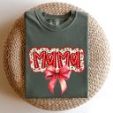 XXL Moss Dark Green Christmas Mama Ribbon Bows Santa Classic Retro Tshirt Graphic Comfort Colors Tee