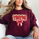 Christmas Mama Ribbon Bows Classic Retro Santa Holiday Cheer Cozy Christmas Sweatshirt