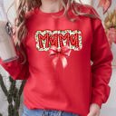 XXL Red Christmas Mama Ribbon Bows Classic Retro Santa Holiday Cheer Cozy Christmas Sweatshirt