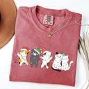 XL Crimson Red Festive Christmas Party Cats Santa Cute Cat Lover Graphic Edition Comfort Colors Tee