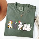 XXL Moss Dark Green Festive Christmas Party Cats Santa Cute Cat Lover Graphic Edition Comfort Colors Tee