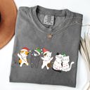 Medium Pepper Dark Gray Festive Christmas Party Cats Santa Cute Cat Lover Graphic Edition Comfort Colors Tee