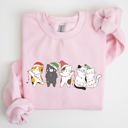 XXXL Light Pink Christmas Party Cats Santa Cat Lover Cozy Festive Warm Comfort Lifestyle Sweatshirt