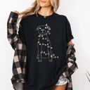 XL Black Christmas Pit Bull Lights Santa Holiday Cheer Dog Lover Edition Comfort Colors Tee