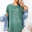 Small Light Green Christmas Pit Bull Lights Santa Holiday Cheer Dog Lover Edition Comfort Colors Tee