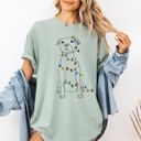 Large Bay Light Sage Christmas Pit Bull Lights Santa Holiday Cheer Dog Lover Edition Comfort Colors Tee