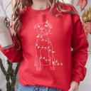  Christmas Pit Bull Lights Santa Dog Lover Holiday Cheer Seasonal Cozy Fleece Sweatshirt