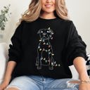 Small Black Christmas Pit Bull Lights Santa Dog Lover Holiday Cheer Seasonal Cozy Fleece Sweatshirt
