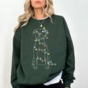 Large Forest Green Christmas Pit Bull Lights Santa Dog Lover Holiday Cheer Seasonal Cozy Fleece Sweatshirt