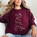 XXXL Maroon Christmas Pit Bull Lights Santa Dog Lover Holiday Cheer Seasonal Cozy Fleece Sweatshirt