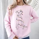 XL Light Pink Christmas Pit Bull Lights Santa Dog Lover Holiday Cheer Seasonal Cozy Fleece Sweatshirt