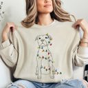 Large Sand Christmas Pit Bull Lights Santa Dog Lover Holiday Cheer Seasonal Cozy Fleece Sweatshirt