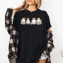 XXXL Black Cute Ghosts Lace Halloween Girly Coquette Bow Ribbon Spooky Night Comfort Colors Tee