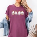 Large Berry Red Cute Ghosts Lace Halloween Girly Coquette Bow Ribbon Spooky Night Comfort Colors Tee