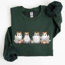 XXL Forest Green Cute Ghosts Lace Halloween Girly Coquette Bow Ribbon Spooky Charm Print Sweatshirt