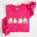 XL Heliconia Bright Pink Cute Ghosts Lace Halloween Girly Coquette Bow Ribbon Spooky Charm Print Sweatshirt
