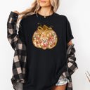 Large Black Floral Pumpkin Happy Fall Flowers Autumn Thanksgiving Harvest Seasonal Design Comfort Colors Tee