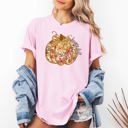Small Blossom Light Pink Floral Pumpkin Happy Fall Flowers Autumn Thanksgiving Harvest Seasonal Design Comfort Colors Tee
