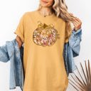 Small Mustard Floral Pumpkin Happy Fall Flowers Autumn Thanksgiving Harvest Seasonal Design Comfort Colors Tee