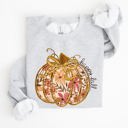  Floral Pumpkin Happy Fall Flowers Autumn Thanksgiving Harvest Graphic Sweatshirt