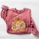  Floral Pumpkin Happy Fall Flowers Autumn Thanksgiving Harvest Graphic Sweatshirt