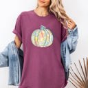 XXXL Berry Red Floral Pumpkin Happy Fall Pastels Flowers Autumn Thanksgiving Comfort Colors Tee