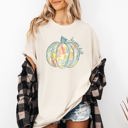 Large Ivory Cream Floral Pumpkin Happy Fall Pastels Flowers Autumn Thanksgiving Comfort Colors Tee