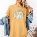 XL Mustard Floral Pumpkin Happy Fall Pastels Flowers Autumn Thanksgiving Comfort Colors Tee