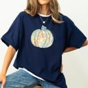 XXXL Navy Floral Pumpkin Happy Fall Pastels Flowers Autumn Thanksgiving Comfort Colors Tee