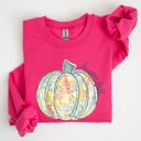  Floral Pumpkin Happy Fall Pastels Flowers Autumn Seasonal Thanksgiving Cozy Sweatshirt