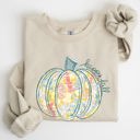 Small Sand Floral Pumpkin Happy Fall Pastels Flowers Autumn Seasonal Thanksgiving Cozy Sweatshirt