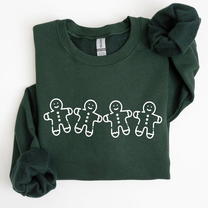 Gingerbread Men Christmas Classic Traditional Winter Santa Cozy Premium Cotton Blend Sweatshirt