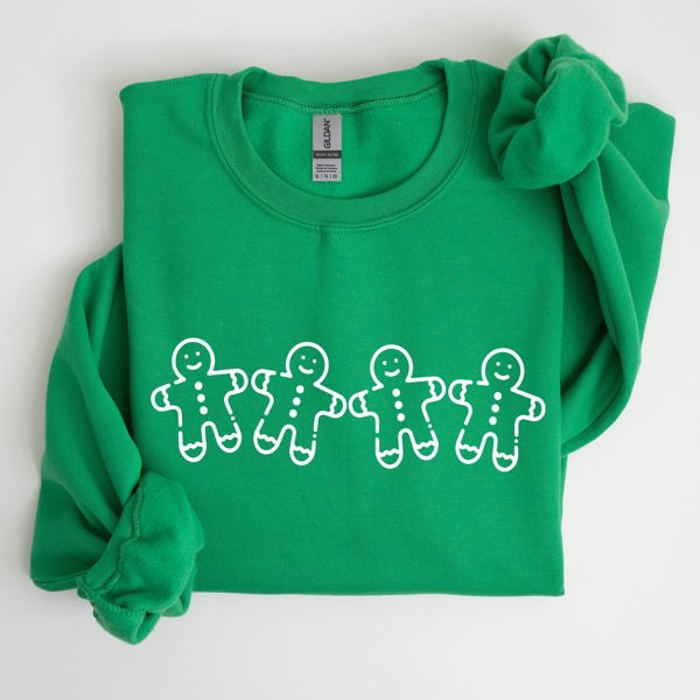Gingerbread Men Christmas Classic Traditional Winter Santa Cozy Premium Cotton Blend Sweatshirt