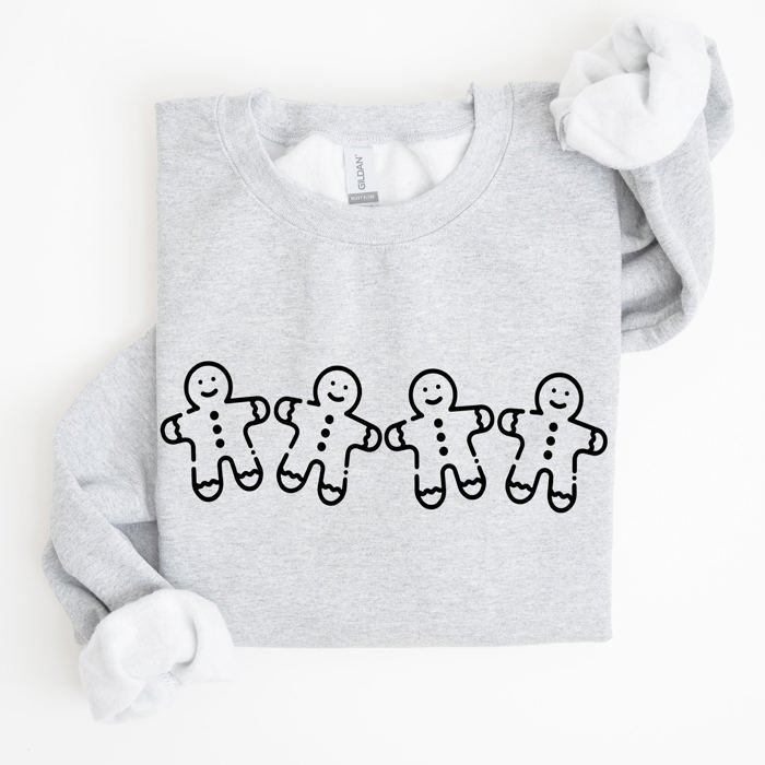 Gingerbread Men Christmas Classic Traditional Winter Santa Cozy Premium Cotton Blend Sweatshirt