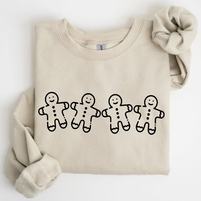 Gingerbread Men Christmas Classic Traditional Winter Santa Cozy Premium Cotton Blend Sweatshirt