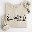 Small Sand Gingerbread Men Christmas Classic Traditional Winter Santa Cozy Premium Cotton Blend Sweatshirt